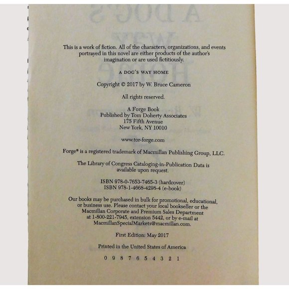 A Dogs Way Home by W. Bruce Cameron 1st Edition 2017 Hardcover Jacket - Picture 4 of 5